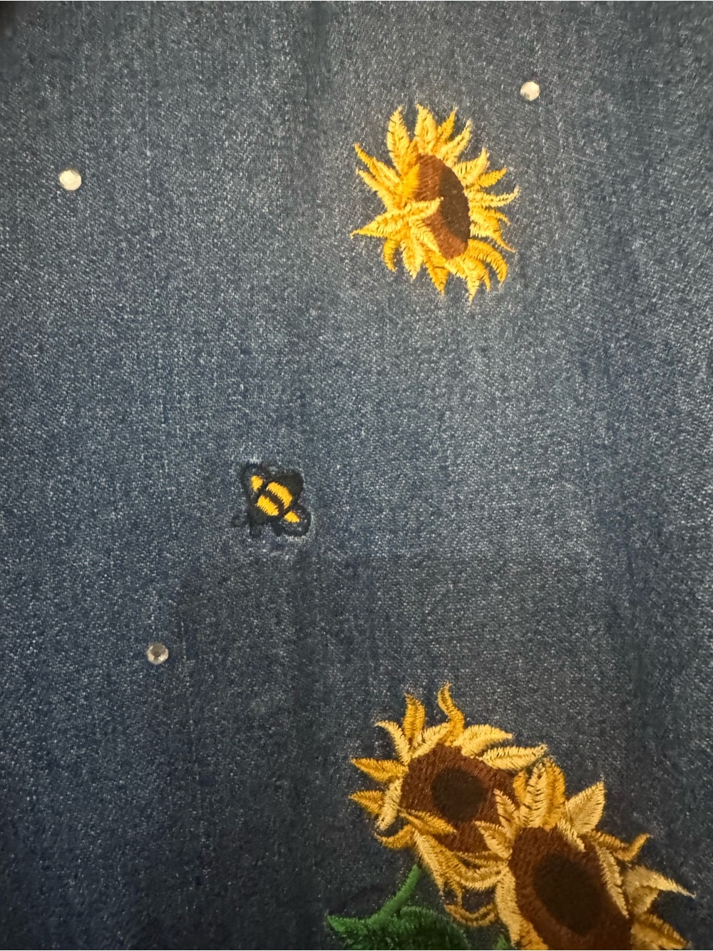 Quacker Factory Denim Jacket with Yellow Sunflower Embroidery - Picture 4 of 5